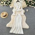 Xiaoxiangfengsuitfemalefall and winter celebrity classy sense waist lotus leaf hem knittingcardiganhigh waist hip skirt