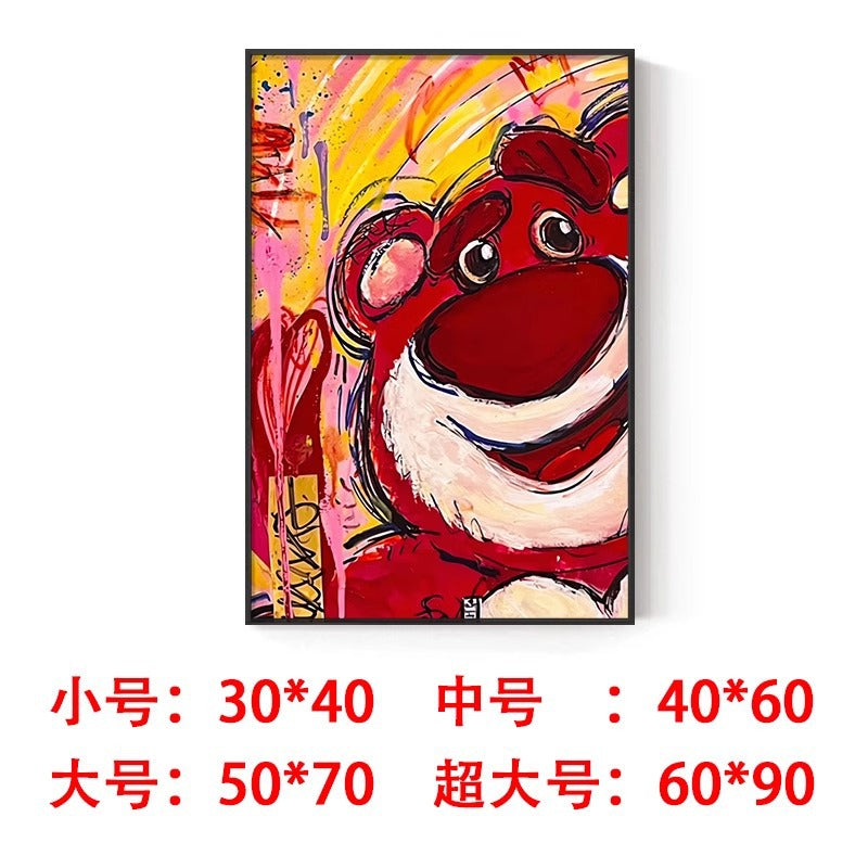 Strawberry bear decorative painting cute trend lotso Stitch pendulum painting hanging painting living room bedroom wall painting