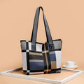 Trendy women's bag new korean style plaid shoulder bag color block large capacity tote bag handbag mom bag