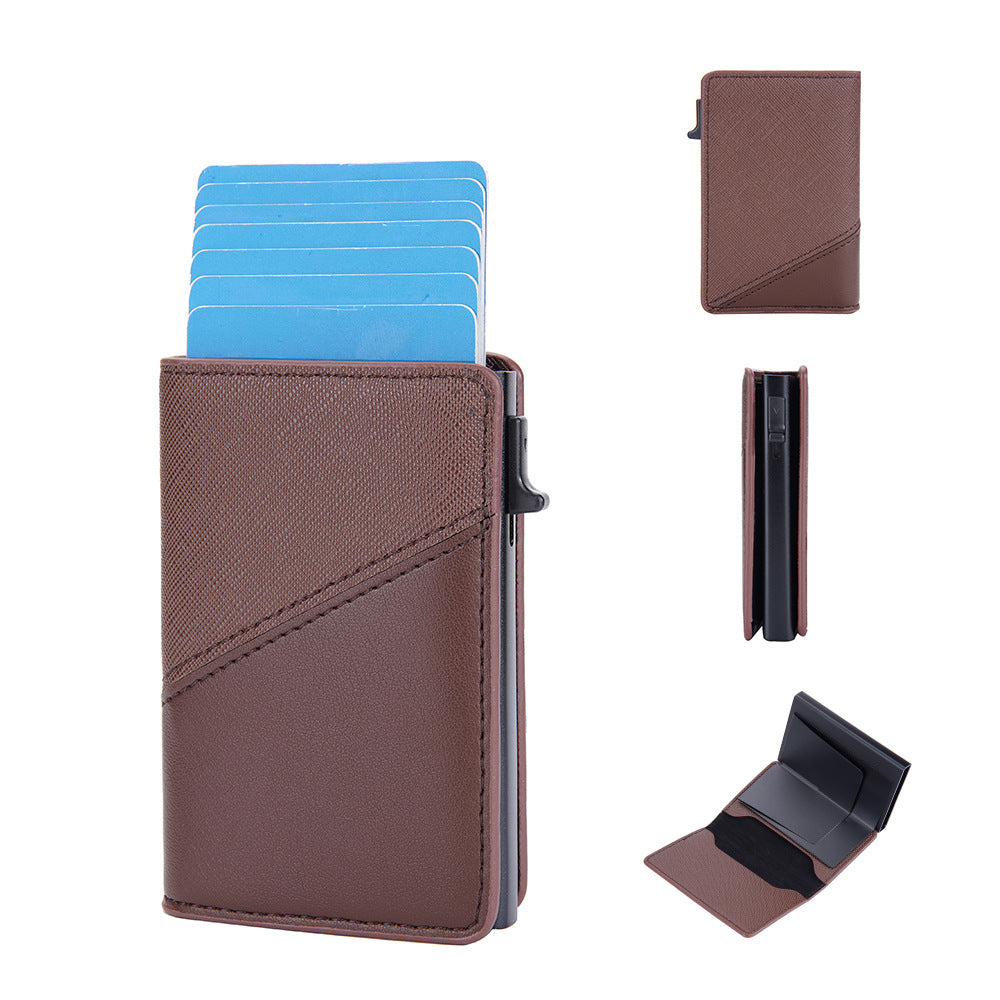 Baellerry's new men's contrasting color card bag side push RFID aluminum box card clip anti-magnetic anti-theft brush bank card cover