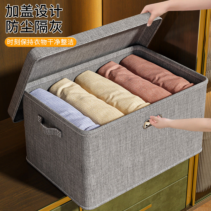 Fabric clothes storage box with lid Home wardrobe Home clothing storage box Cross-border foldable toy storage box