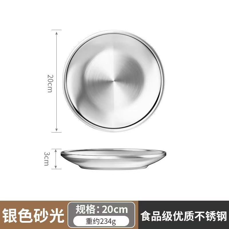 Food grade stainless steel barbecue plate for homegold plate round thickened double layer buffet plate dish bone dish tray