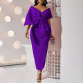 D395 party dressexport women's sexy big bow slit dress hip skirt fashiondress