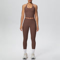 Strappy tank top high-waisted butt-lifting tight yoga set - quick-dry activewear for outdoor leisure, running, and fitness