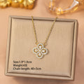 【titanium steel】trendy bestseller copper inlaid zircon full diamond four-leaf clover necklace for women, lightweight luxury, non-fading, high-end clavicle chain