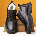 Men's winter warm cotton shoes - fleece lined, non-slip, casual high-top cotton shoes for men, elderly cotton shoes, men's leather cotton shoes for seniors