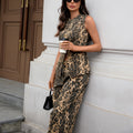 European and american cross-border women's autumn new arrivals:  independent site washed american retro leopard print denim set