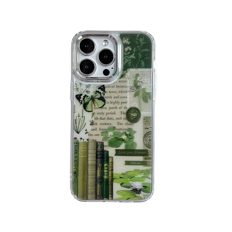 Retro patchwork suitable for apple 17promax eye-catching mobile phone case butterfly book ip16 transparent anti-fall protective cover