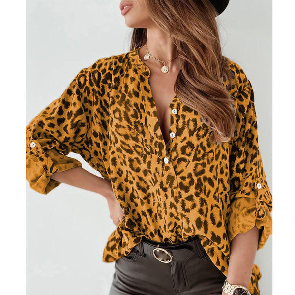[Spot] Foreign trade shirts women's European, American  women's clothing tops independent station digital printing women's long-sleeved shirts