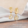 14k gold-plated teardrop pendant earrings - european & american fashion, minimalist chic, light luxury earrings - women's high-end ear cuff