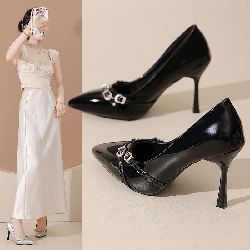 Comfortable and stable black, sophisticated and stunning high heels for women, new french-style elegant high heels for women, spring/autumn 2025 collection