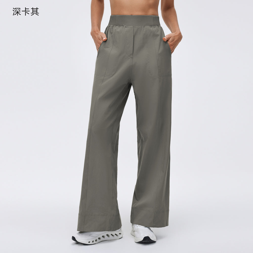 Outdoor water-resistant activewear lounge pants for women - elastic waistband, loose fit, quick-drying, breathable, straight-leg gym pants d26015