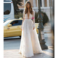 cross-border e-commerce women's wedding dress  sexy lace long sleeve vacation dress evening party gown spring