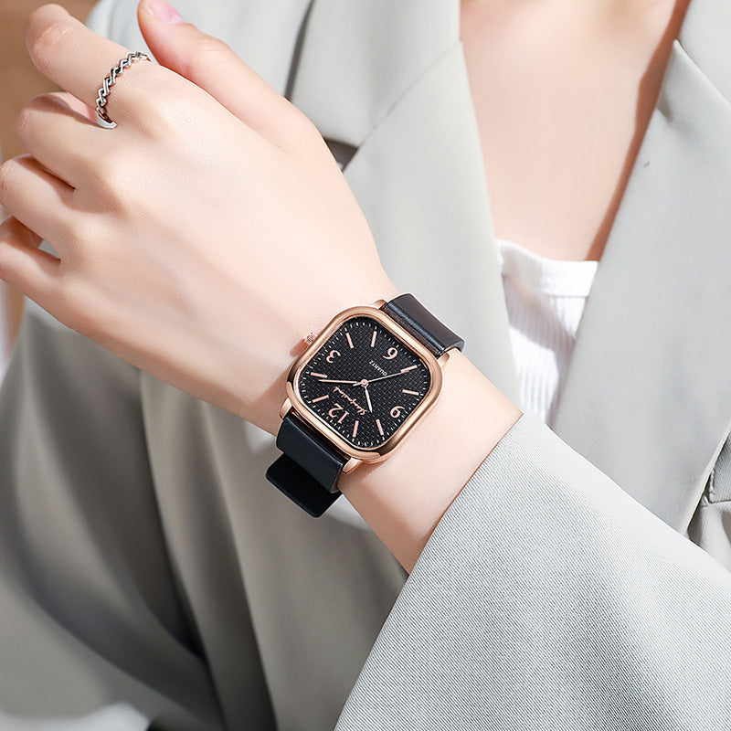 Square watch women's middle school students casual harajuku elegant small dial k-style artsyretro mori girl digital women's watch