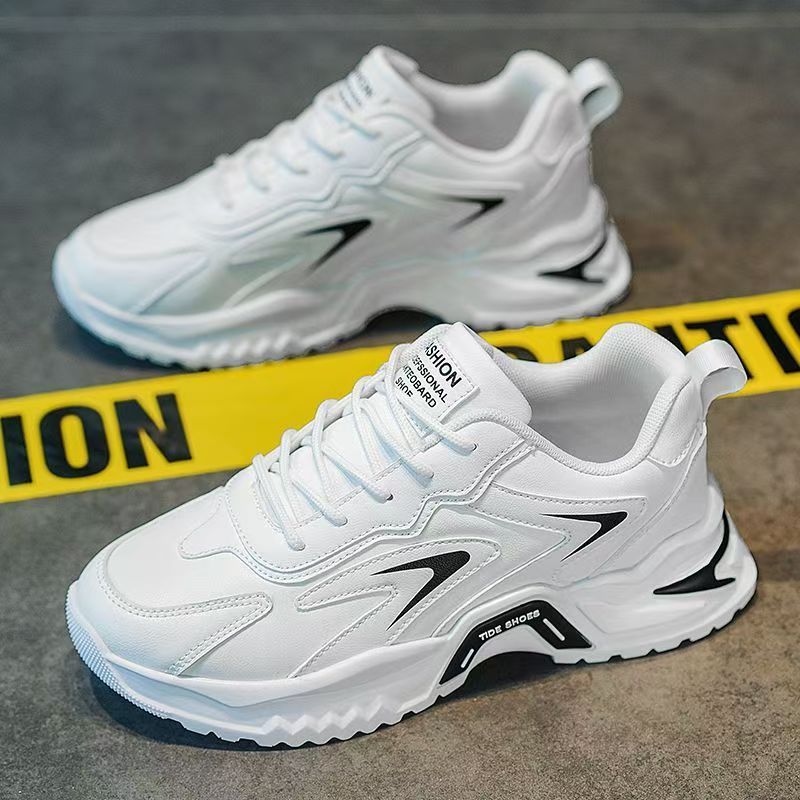 Men's shoes 2025 spring new trendy youth sports casual versatile height increasing ins white dad shoes