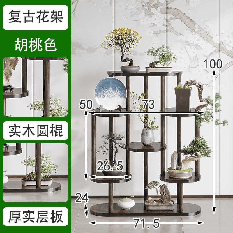 Flower stand living room floor-standing flower stand storage rack balcony flower pot bracket chinoiserie ornament rack green plant display rack