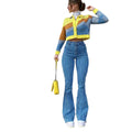European and american striped denim jeans for women - new arrival, elegant commute style, stretchy micro flare pants, high-waisted raw hem jeans