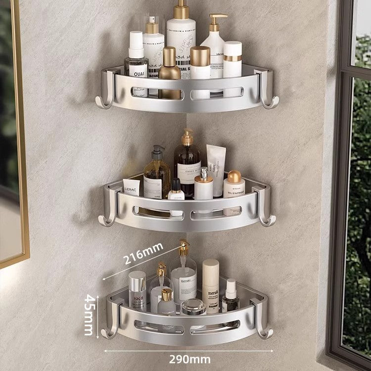 No-drill bathroom shelf - wall mounted corner basket for towels, soap, and more