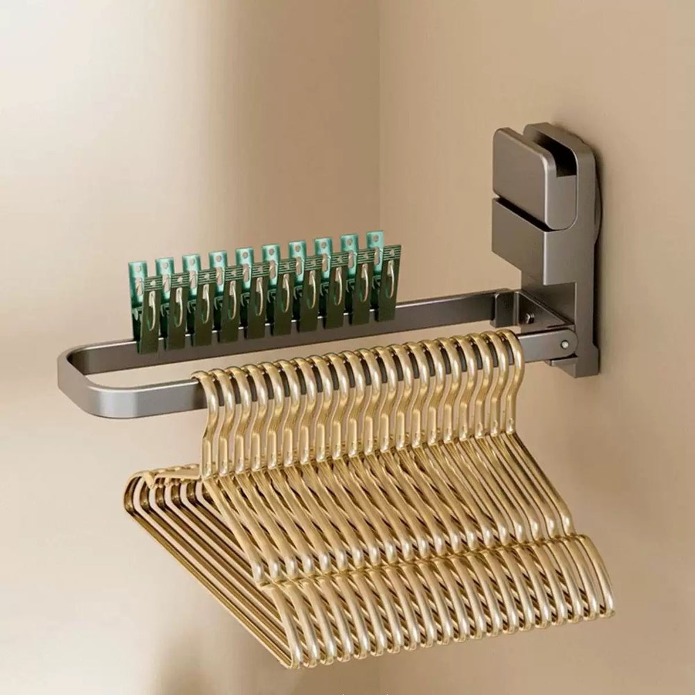 Suction cup clothes hanger storage handy gadget balcony punch-free wall-mounted foldable clothes hanger for home clip storage drying rack