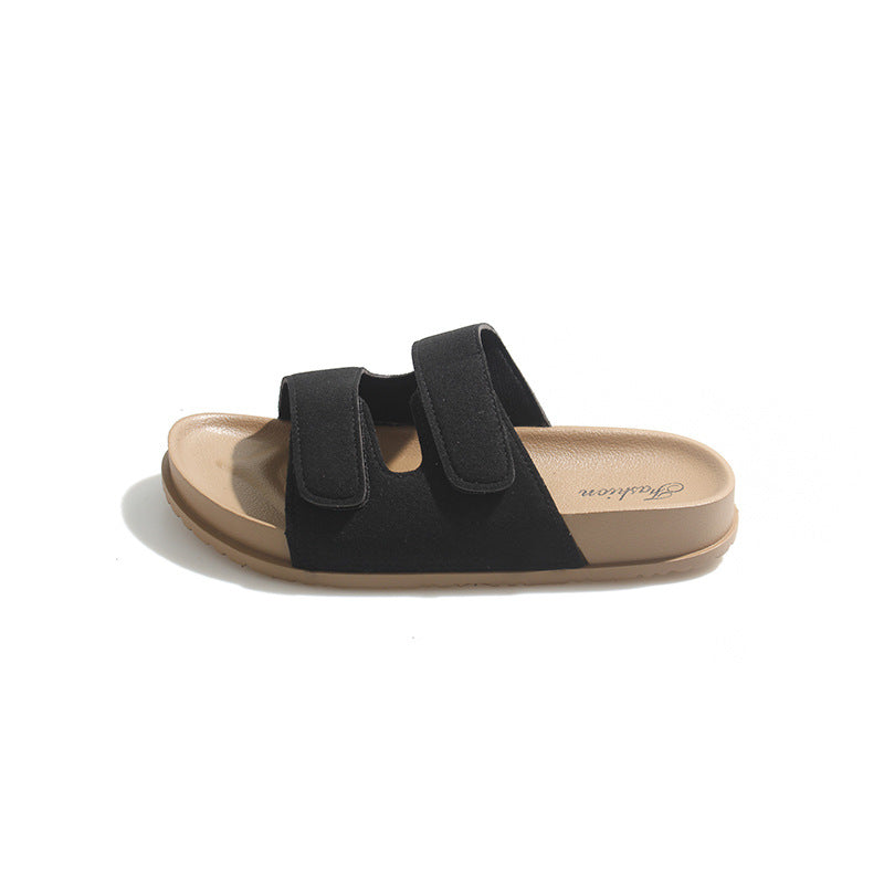 new birkenstock-style women's sandals - summer outdoor wear, double strap, velcro closure, fashionable, non-slip beach slides - women's export model