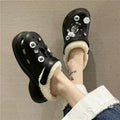 Little red book's same style crocs shoes for women winterfleece-linedheattechcute non-slip couple cotton slippers for home and outdoor wear for nurses