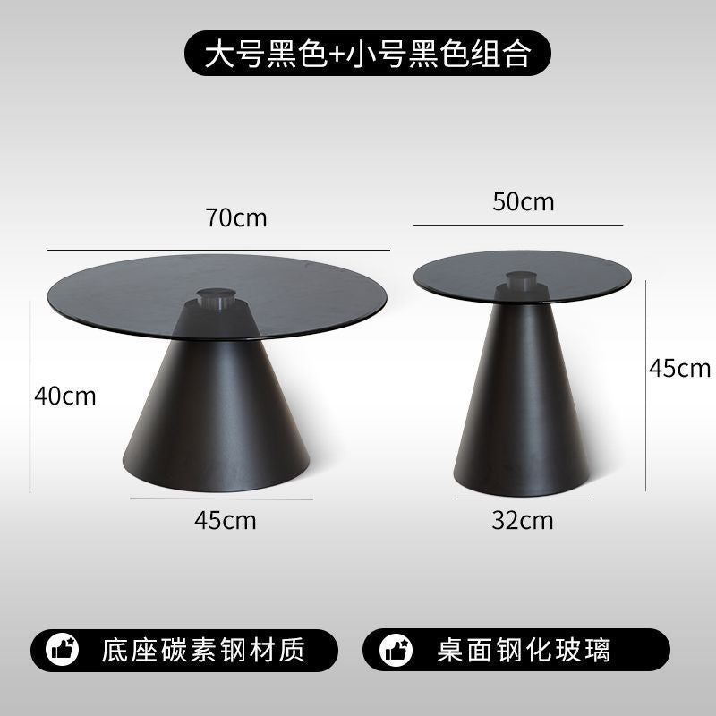 Minimalist glass coffee table - modern round/square top - simple, light luxury living room tempered glass side table