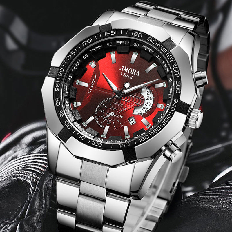2025 new arrival: men's quartz watch - single calendar, luminous, stainless steel band, waterproof, wholesale - perfect for cross-border e-commerce and gifting