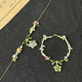 Summer icy little star green crystal multicolor flower braided necklace bracelet - versatile, unique, sweet, and cute accessory