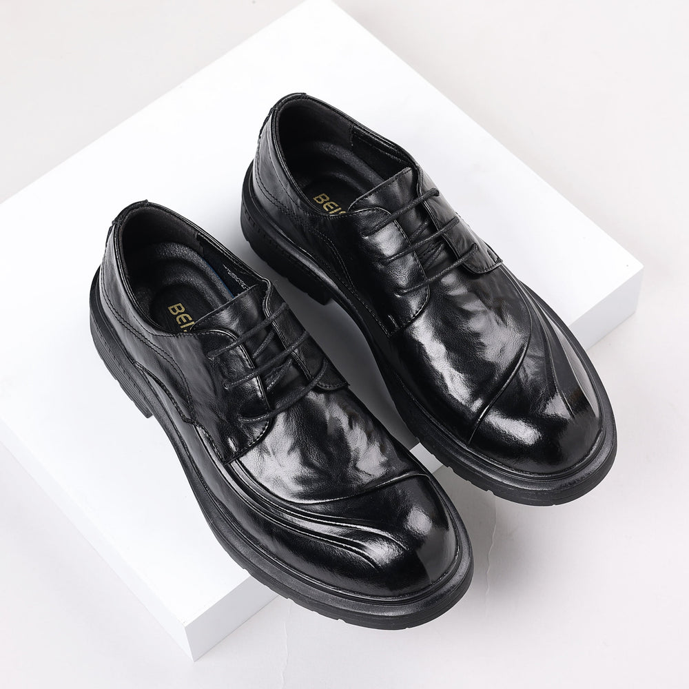 Genuine leather hand-crafted texture dress shoes for men - formal, casual, business, office, work, soft sole, wedding, groom shoes