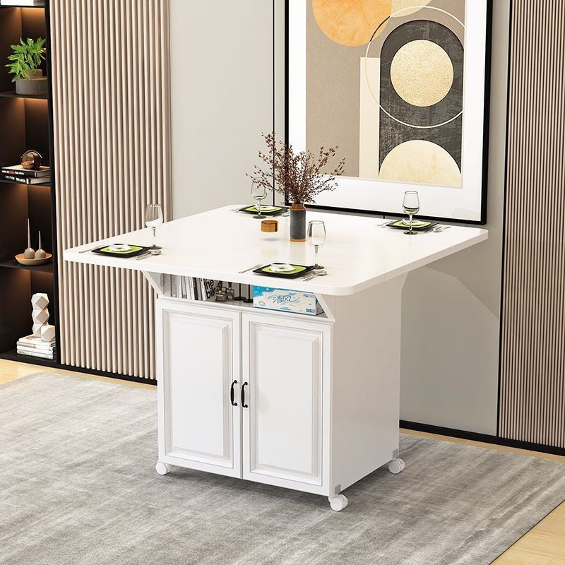 Movable foldable dining table small apartment for home rectangular foldable island table multifunctional storage storage sideboard
