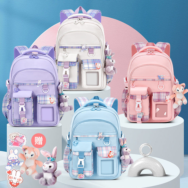 New cute and lightweight waterproof and load-reducing children's backpack, women's first to sixth grade backpack, children's school bag