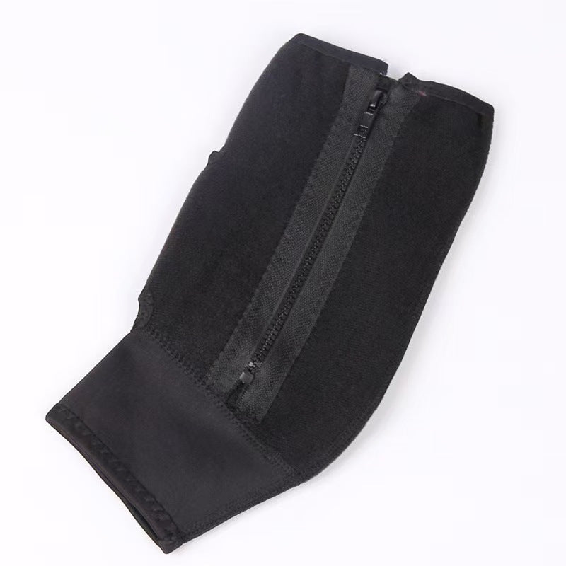 Black knee pads - warm, cold-weather protection, joint support, unisex, sports protective gear, strap-on, zipper design