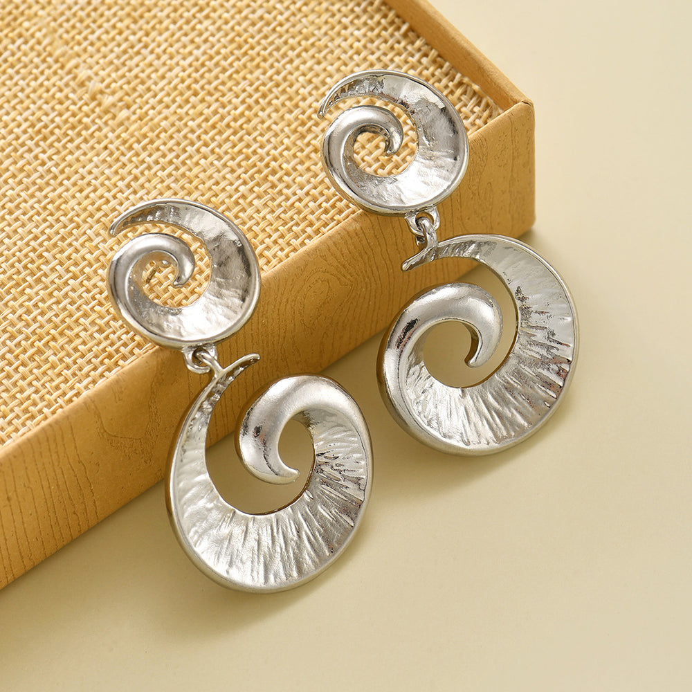 Wholesale spiral earrings: european and american style, unique, statement-making, high-end women's earrings, irregular geometric texture, gold stud earrings