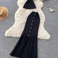 French work clothing style sleeveless knittingtwo-piece set female summer light mature style silm metal breasted classysuit