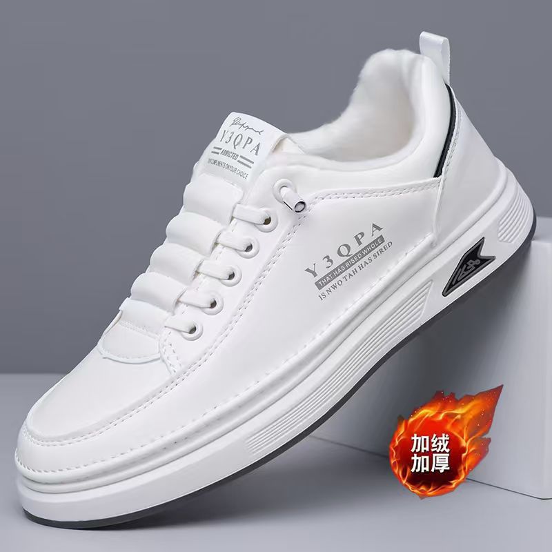 Men's 2025 winter new arrivals: soft-soled sneakers, white shoes, non-slip casual athletic shoes, thickened and fleece-lined warm sneakers