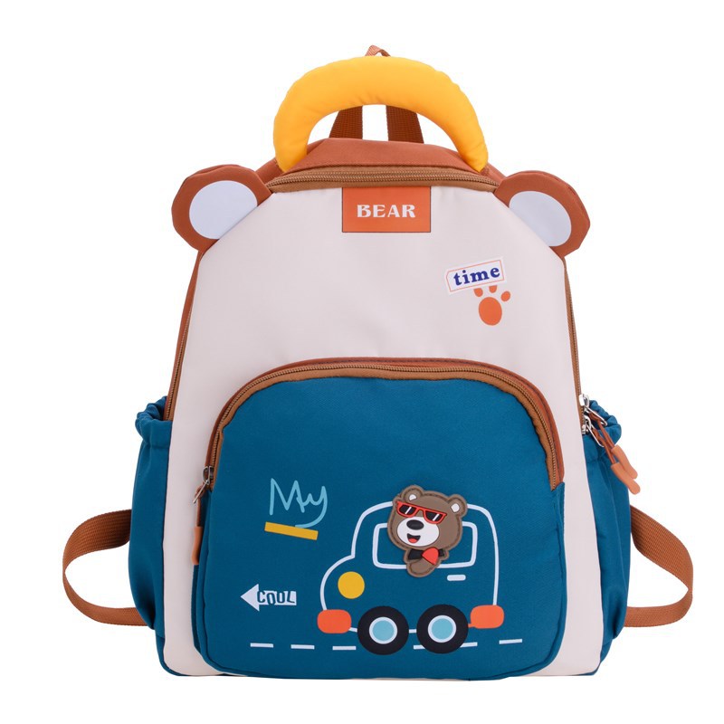 New kindergarten schoolbag cute digging bear schoolbag cartoon schoolbag boy baby simple and lightweight backpack wholesale