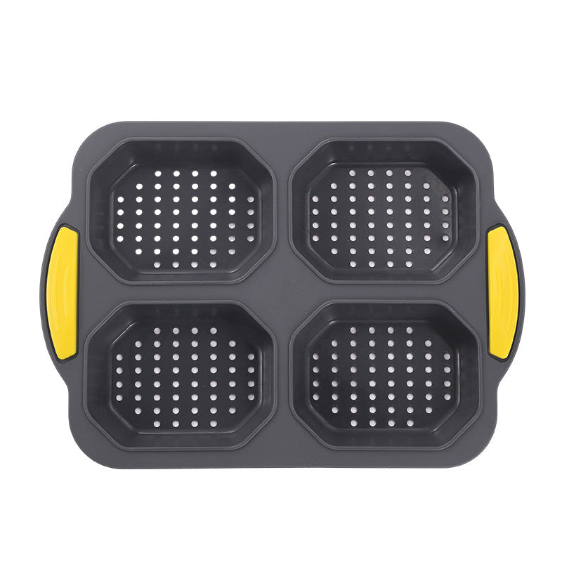 New food-grade 4-cavity silicone bread mold baking pan, home cake mold, diy baking tool