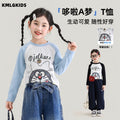 Girls' fall  new cartoon raglan long sleeve crew neck top t-shirt undershirt