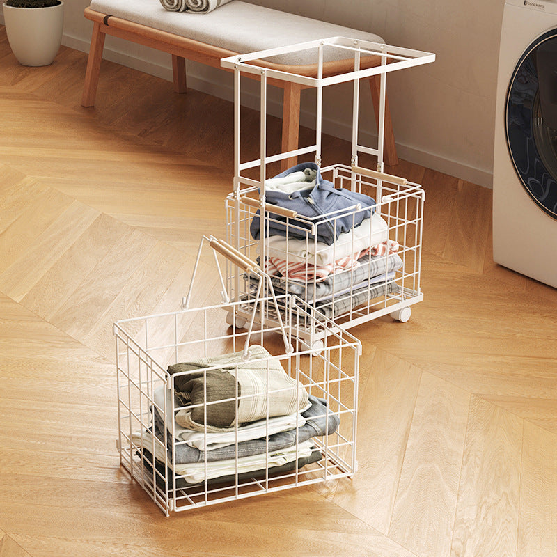 Dirty laundry basket Multifunctional wrought iron Two-layer storage Removable folding laundry classification Dirty laundry basket Bathroom Home simplicity