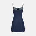 Amazon cross-border new arrival european and american clothing suspender denim fashionsexyelegant buttoned dress