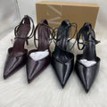 Za2025new arrivalfashion pointed toe high heelseleganteasiest for match leather belt buckle stiletto flats women
