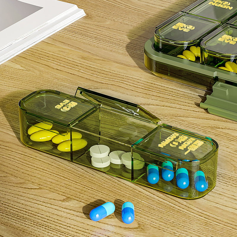 Portable and portable medicine box seven days a week, medicine dispenser,  new large font medicine reminder medicine box