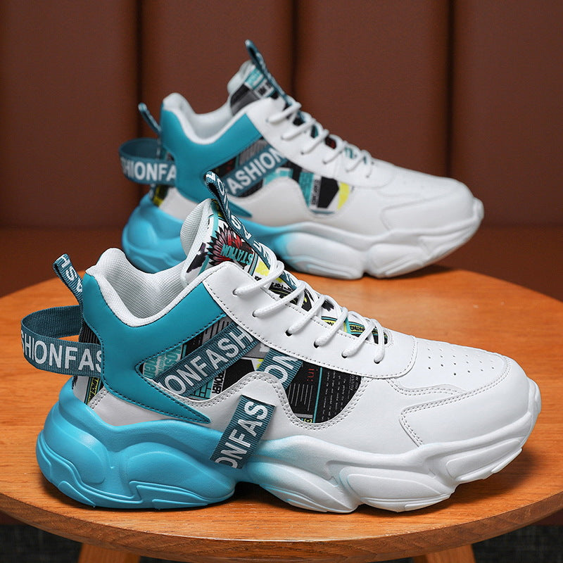 Autum men's shoes new arrival breathable high-top shoes men's trendyeasiest for match hidden heel sneakers casual dad trendy shoes