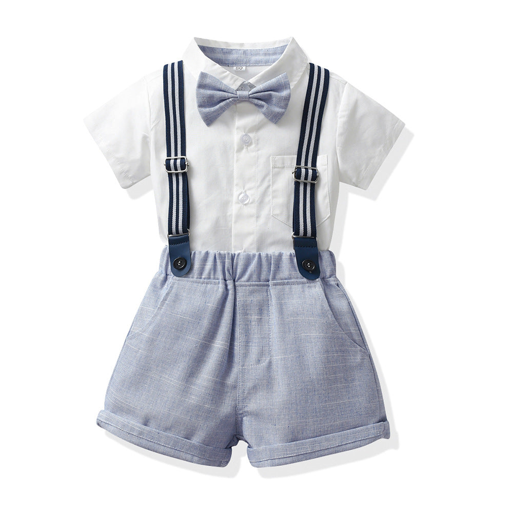 Boys' summer outfit set: new stylish baby trendy fashionable shirt, short-sleeve children's shirt, summer boys' shirt