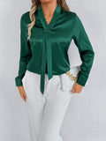 Real shot cross-border  women's summer satinshirtwhite women's export satin tops shirt wholesale