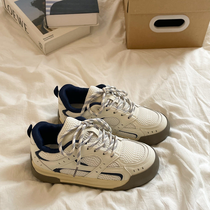 Designer niche sneakers for women, 2026 summer collection. high-end, trendy, versatile, and chic student shoes. chunky platform white sneakers