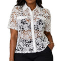 Summernew arrivalwhitesexycut outtops short sleeve lace lapel work clothingeasiest for matchshirtlacetops