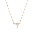 Early spring zircon flower titanium steel necklace for women accessible luxuryniche styleins pink flower clavicle chain forest style fashion necklace