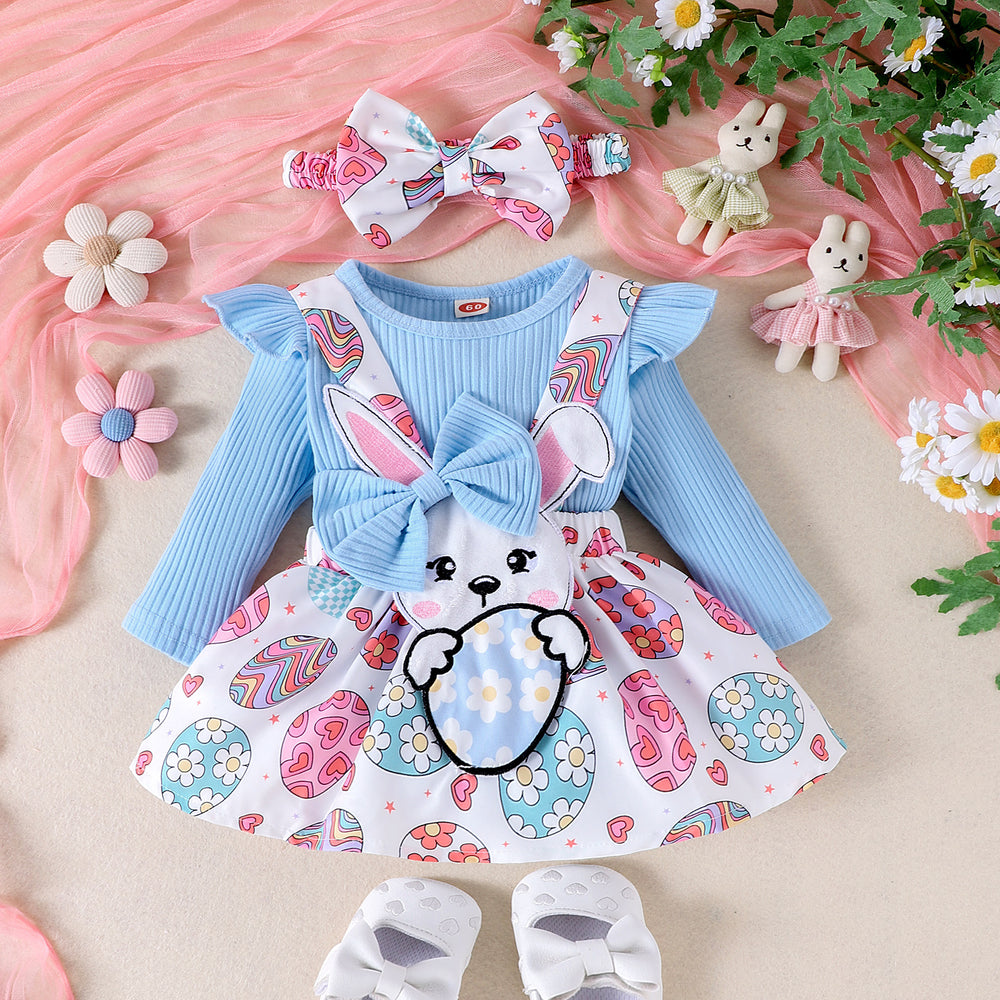 Export cross-border fashion spring & fall new product girlsuit small and medium-sized children lace collar long sleeves + flower printing suspender skirt