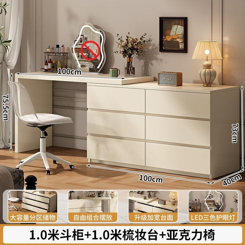 French cream style bedroom vanity table all-in-one chest of drawers dressing table bed end storage cabinet corner table small apartment with drawers